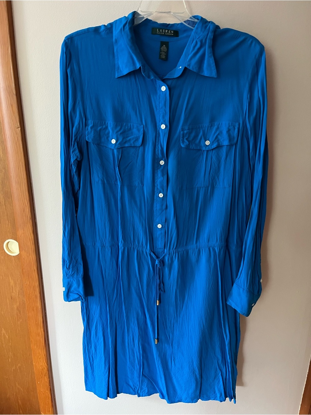 Lauren Ralph Lauren Royal Blue Long-Sleeve Shirt Dress
